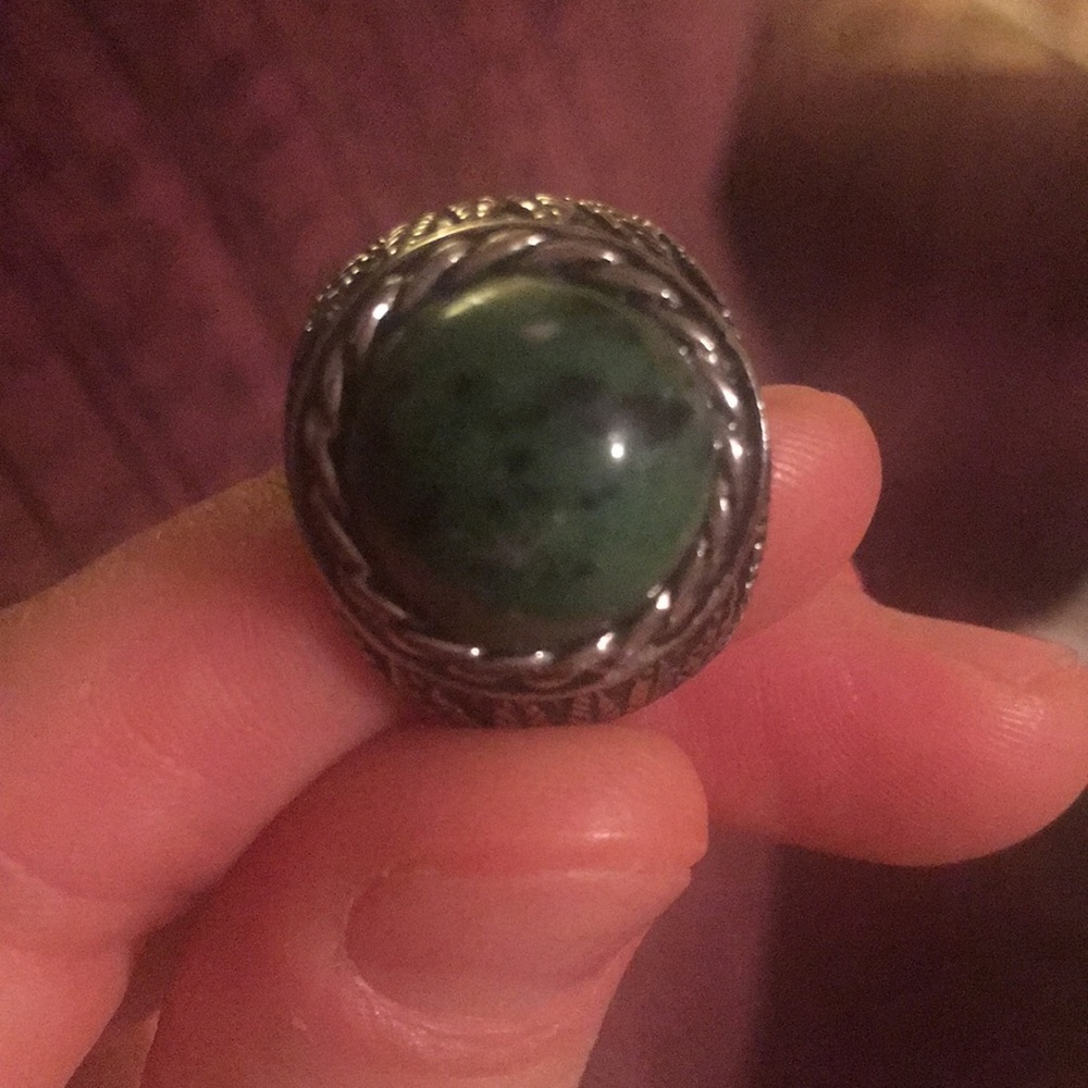 Ruby Zoisite Cabochon Native Feather Ss Ring - image 4